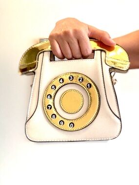 Novelty Cream Crossbody Phone Bag with Gold Accents